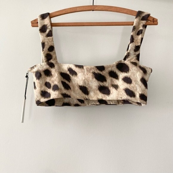 NWT We Wore What Leopard Bandeau Crop Top Athleisure  Sports Bra L - Picture 6 of 7